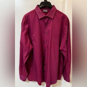 Reaction Kenneth Cole Men's Burgundy Dress Shirt slim fit Large, 32/33